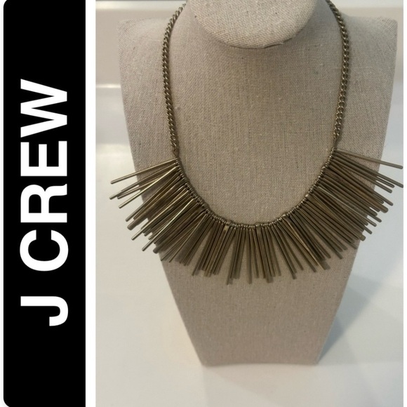 J. Crew Antiqued Bronze Spiky Fringe Statement 16”L Necklace - Picture 9 of 9
